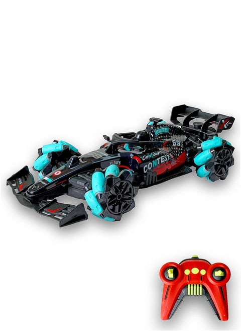 Win Riders 2.4G Stunt RC Car with Lights – 1:16 Scale, Forward/Backward, Left/Right Turn & Skidding Control for Land & Water Adventure, Dazzling Lights, Rechargeable 3.7V Battery, Blue, Durable & Responsive Toy for Kids Ages 7+