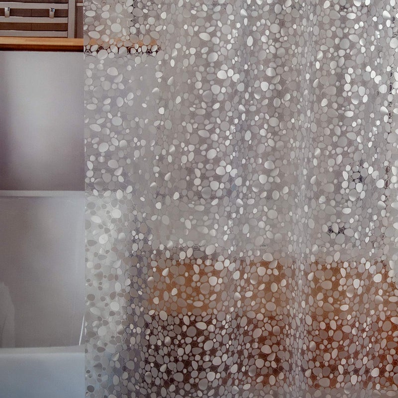 Bostofy Waterproof Shower Curtain Liner 8G EVA Thick Shower Curtain with Heavy Duty 3 Bottom Magnets, Shower Liner for Shower Stall, Bathtubs, 3D Pebble Pattern, 72 x 72,12 Hooks - Image 1