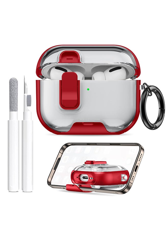 O Ozone Case for AirPods Pro 3 Case with Phone Stand &Cleaner Kit Protective Cover| TPU + PC Hybrid Shockproof Cover | Anti-Scratch | Wireless Charging  -Red - Image 1