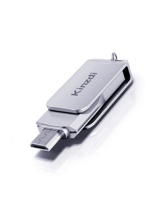 BURAQ Kinzdi 64GB USB + Type-C Interface Metal Twister Flash Disk V8 (Silver)  - Image 1
