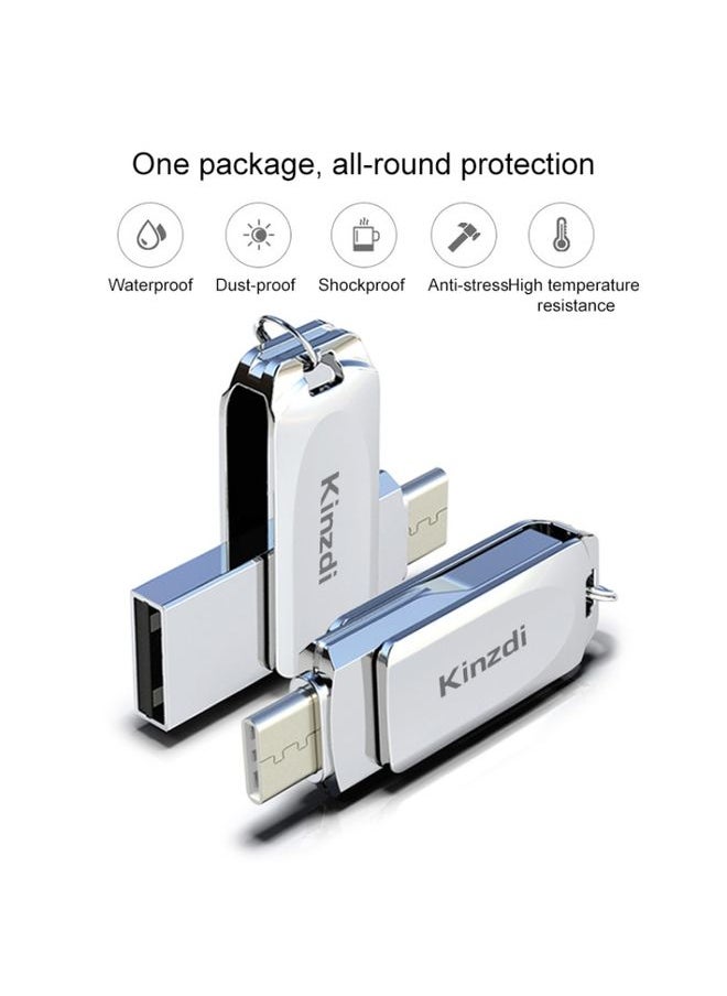 BURAQ Kinzdi 64GB USB + Type-C Interface Metal Twister Flash Disk V8 (Silver)  - Image 3