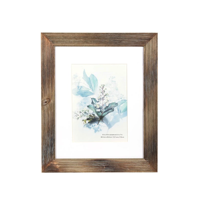 KAIWIN 100% Solid Wood Brown 8x10 Picture Frame 1 Pack - Display Picture 5x7 with Mat  HD Glass Inside  Rustic Wooden Photo Frames for Table Top and Wall Mounting - Image 1