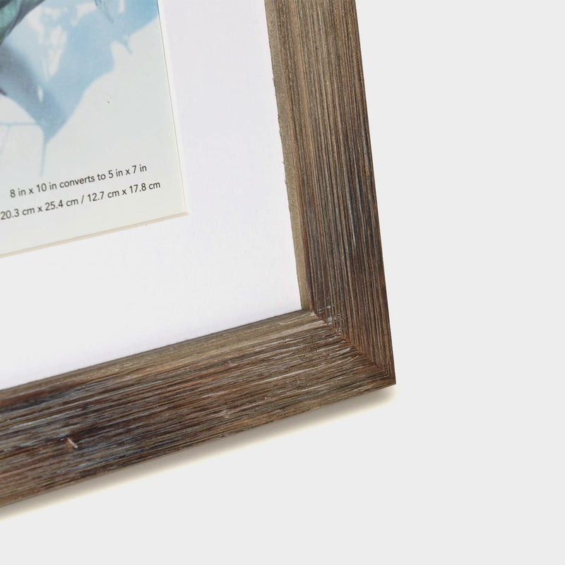 KAIWIN 100% Solid Wood Brown 8x10 Picture Frame 1 Pack - Display Picture 5x7 with Mat  HD Glass Inside  Rustic Wooden Photo Frames for Table Top and Wall Mounting - Image 4