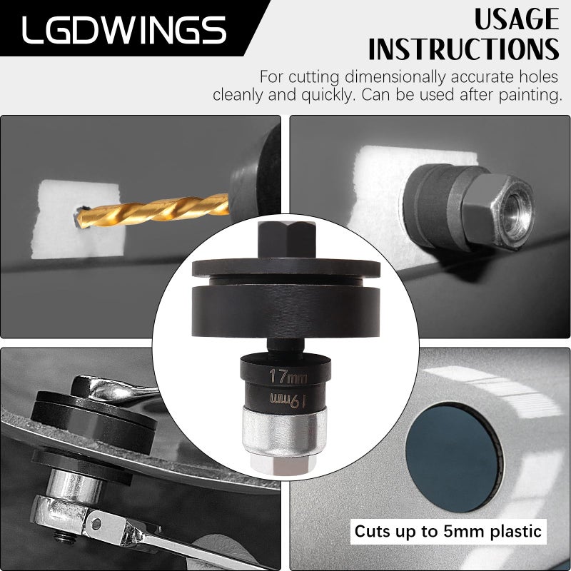 LGDWINGS Parking Sensor & Lens Hole Maker Hole Cutter Punch Tool Set for Fitting Parking Sensor Sensors 17mm-32mm 17 Piece - Image 4