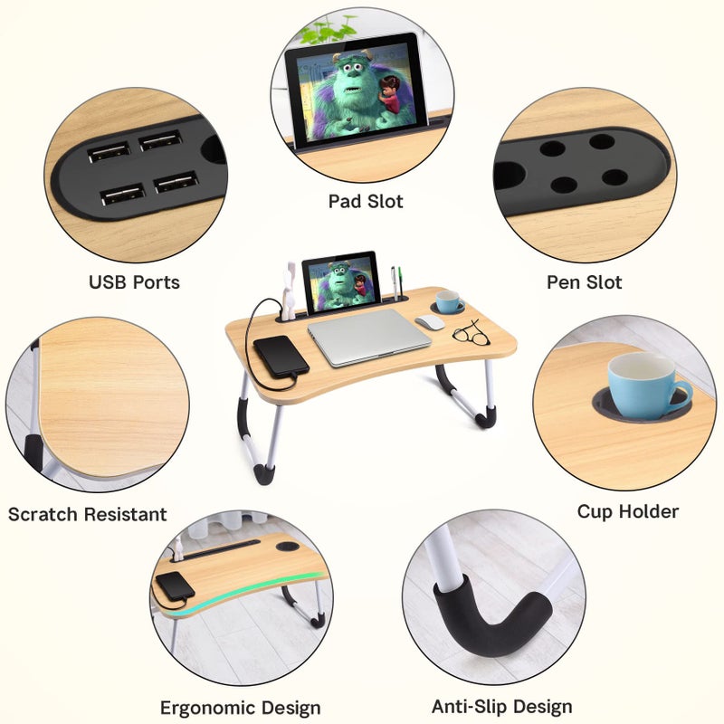 طاولة سرير للاب توب من استوري، محمولة لقراءة الكتب خشبي - Image 4