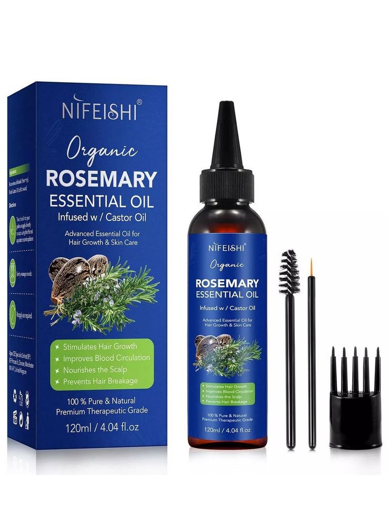 NIFEISHI - Organic Rosemary Essential Oil Infused w/ Castor Oil For Hair Growth and Skin Care 120ml - Image 1