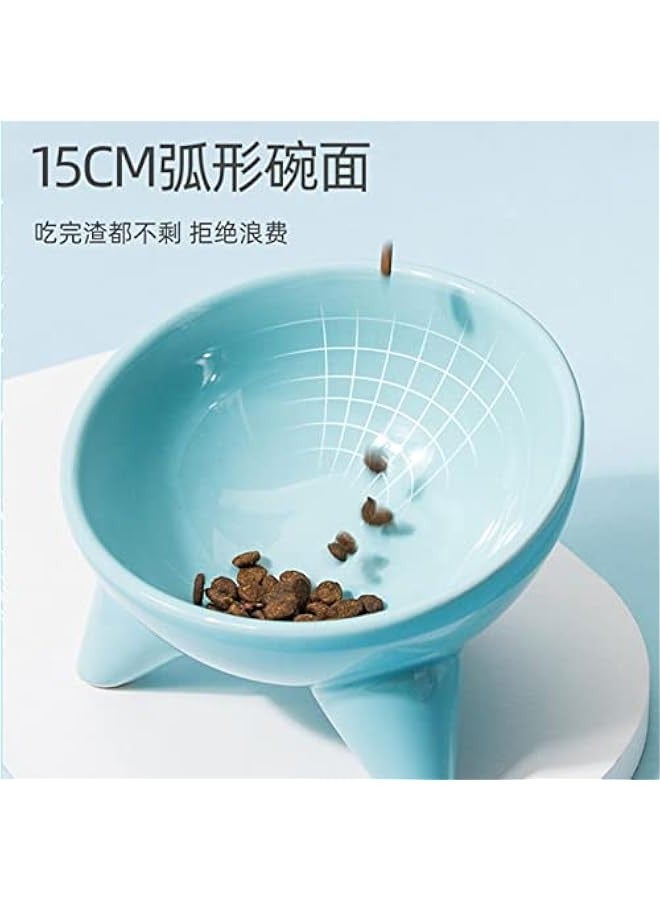 Pet Ceramic high Bowl Slanting Mouth cat Bowl Anti Black Chin cat Food Bowl cat Drinking Bowl Anti Spill Dog Bowl Supplies-Mint Green - Image 5