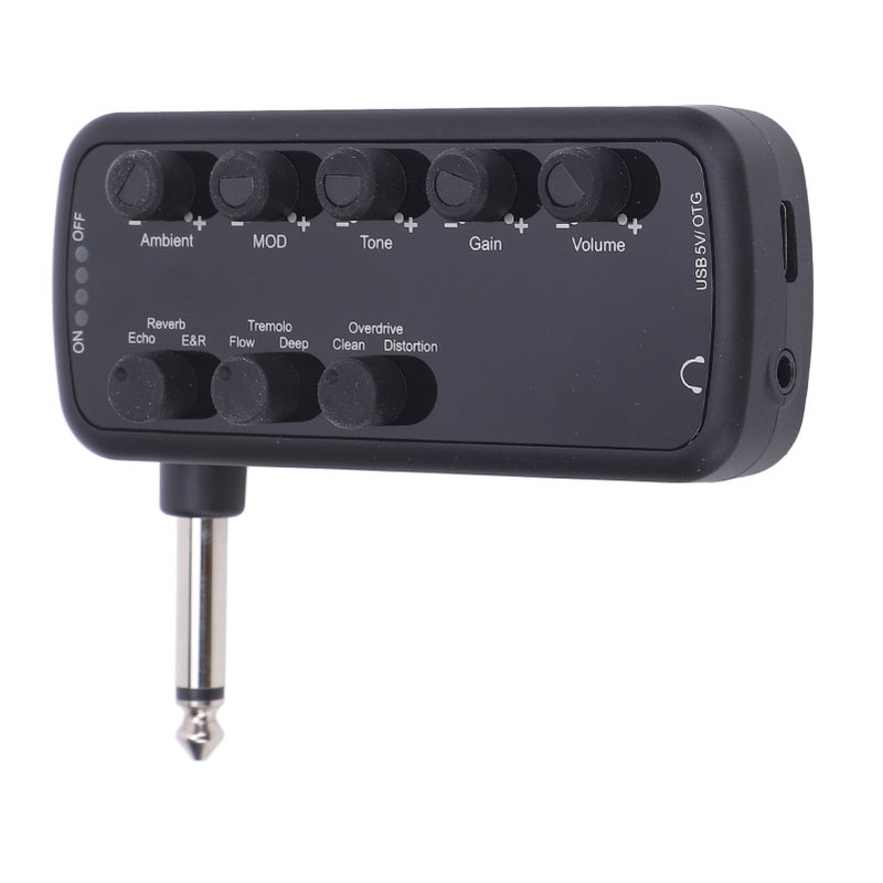 Bass Headphone Amplifier: 600mAh USB Rechargeable - Multi Effects Bass Guitar Headphone Amp With Clean Overdrive Distortion Echo Reverb Chorus Tremolo Deep Tones For Bass Players Music Practice Record - Image 5