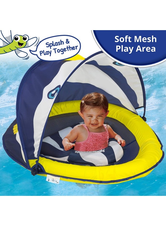 SwimSchool Deluxe Baby Float With Adjustable Canopy 6 24 Months Baby Swim Float With Splash & Play Activity Center Safety Seat Navy/White - Image 5
