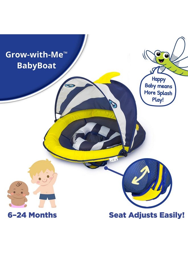 SwimSchool Deluxe Baby Float With Adjustable Canopy 6 24 Months Baby Swim Float With Splash & Play Activity Center Safety Seat Navy/White - Image 2