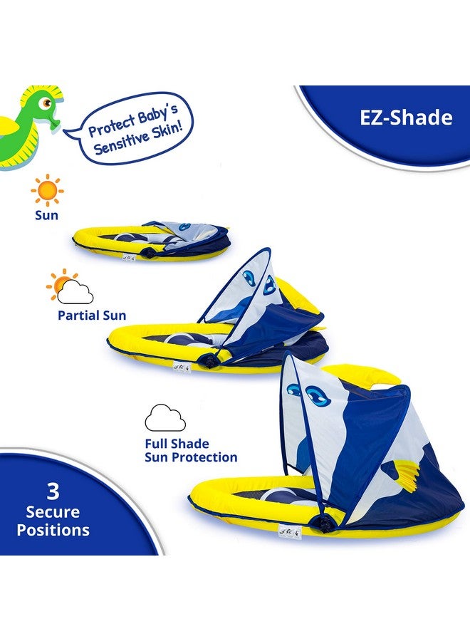 SwimSchool Deluxe Baby Float With Adjustable Canopy 6 24 Months Baby Swim Float With Splash & Play Activity Center Safety Seat Navy/White - Image 3