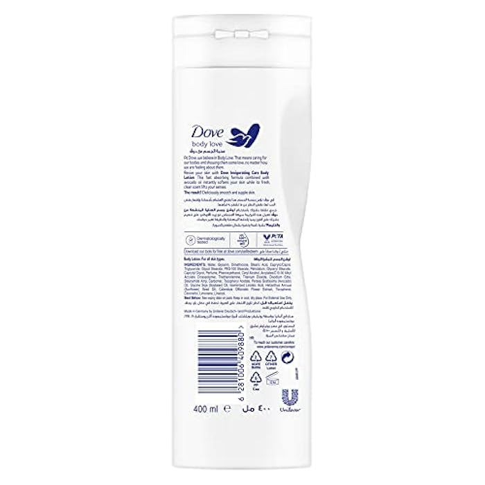 Dove Body Love Invigorating Care Body Lotion, made with 100 percent Natural Oils, Avocado Oil and Calendula Extract, up to 72 hours of Moisturization 400ml - Image 2