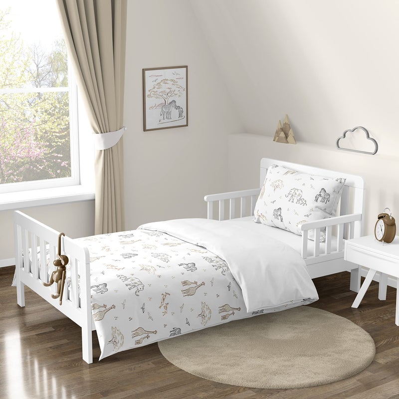 Sweet Jojo Designs Sweet Jojo Designs Jungle Safari Animals Boy Girl Toddler Kid Bedding Set Childrens Comforter Sham Sheets Brown Taupe Black and White Gender Neutral Elephant Giraffe Wildlife Adventure Zebra Serengeti