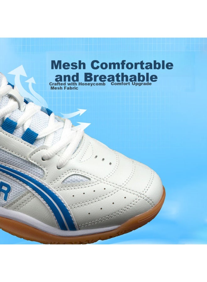 Tibhar Professional Table Tennis Shoes For Women, Advanced Breathable Summer Sports Shoes For Men, White Blue Size 37 - Image 2