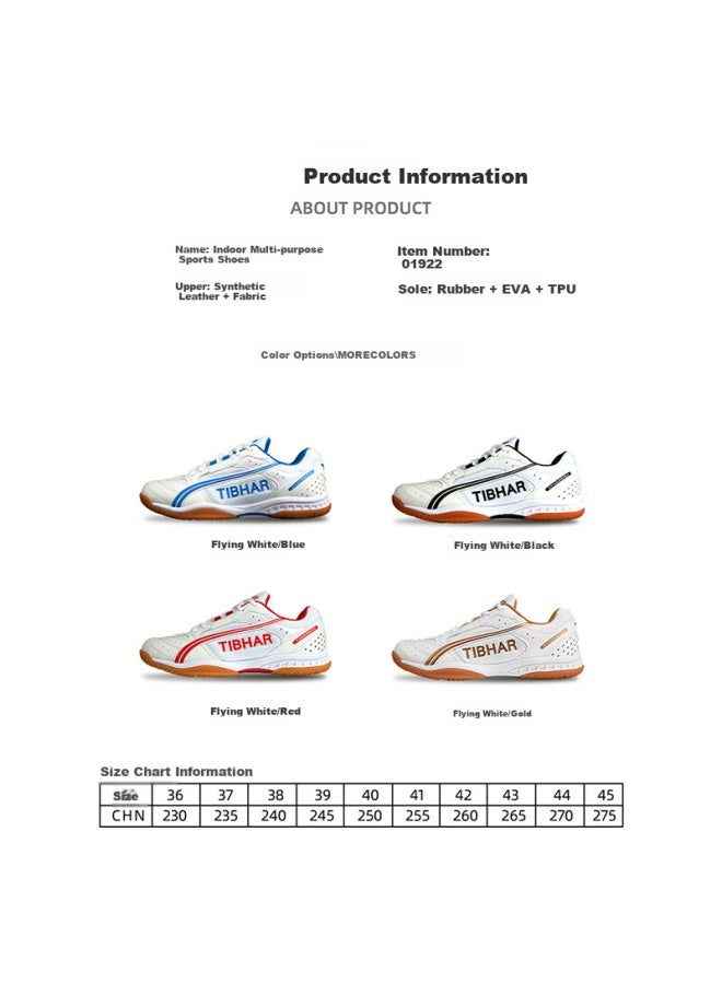 Tibhar Professional Table Tennis Shoes For Women, Advanced Breathable Summer Sports Shoes For Men, White Blue Size 37 - Image 4