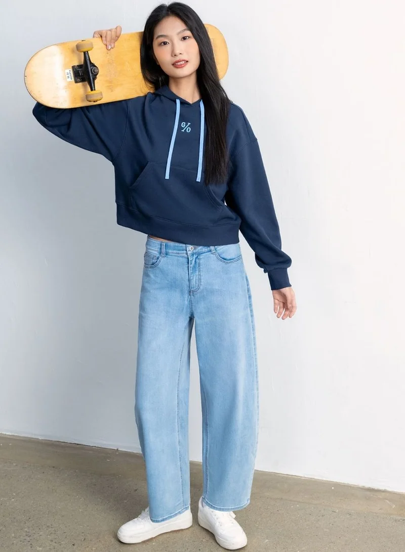 GIORDANO Women’s Loose Fit French Terry Hoodie with Embroidery