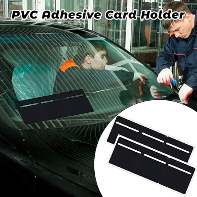 rayihni Tax Disc Holder For Car Windscreen, 2 Pcs 3 In 1 Parking Permit Holder Car Permit Holder Adhesive Self PVC Parking Ticket Holder 28*9.6cm Cling and Easy Removal Note Holders for Taxi Van Truck Black - Image 3