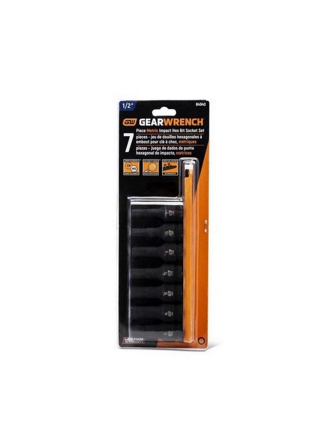 GearWrench 7-Piece Hex Bit Impact Metric Socket Set Black 1/2 Inch 84940 - Image 3