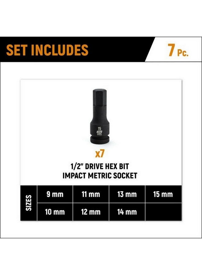 GearWrench 7-Piece Hex Bit Impact Metric Socket Set Black 1/2 Inch 84940 - Image 4