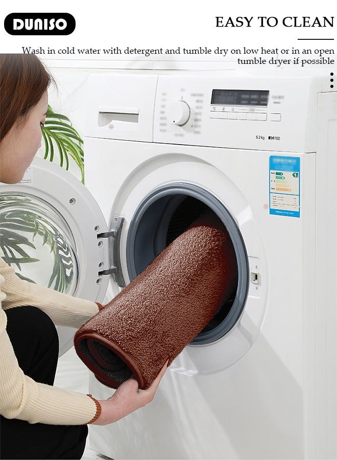 DUNISO مجموعة سجادات حمام مكونة من 3 قطع تشمل سجادة استحمام، سجادة كونتور وغطاء مرحاض، سجادات استحمام فائقة النعومة، ماصة للماء وغير قابلة للانزلاق لارضية الحمام، حوض الاستحمام وغرفة الاستحمام، قابلة للغسل في الغسالة - Image 2