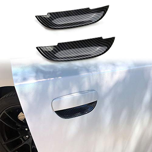 Jstotrim Carbon Fiber Door Handles Bowl Cover Trim Decal Bezel for Dodge Challenger 2015 - Image 1