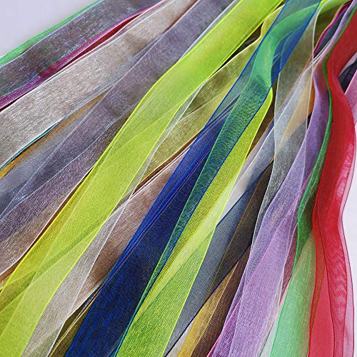 Chenkou Craft Solid Organza Ribbon Assorted 24 Yards Craft Bow Party Decoration Packing Ribbons (Mix, 1/2"(12mm)) - Image 1