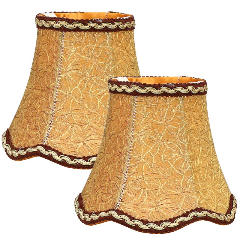Fuloon Small Lamp Shades Clip on Bulb, Modern European Style Mini Bell Lampshades for Chandelier, French Country Chandelier Lamp Shades, 3.14x5.51x4.72 in, 2 Pack (Coffee) - Image 1