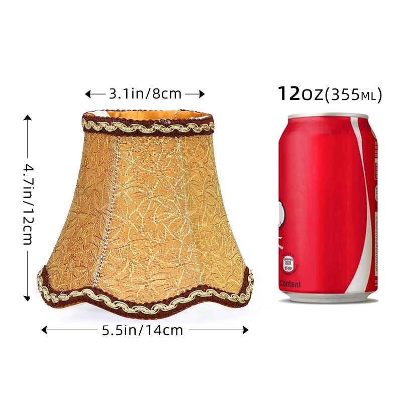 Fuloon Small Lamp Shades Clip on Bulb, Modern European Style Mini Bell Lampshades for Chandelier, French Country Chandelier Lamp Shades, 3.14x5.51x4.72 in, 2 Pack (Coffee) - Image 2