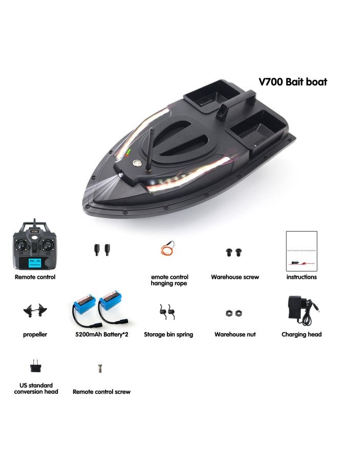 V700 Bait Boat With Remote Control For Precise Bait Placing-Color:V700 Upgraded 5200mAh*2-Specifications:US Plug Charger  - Image 1