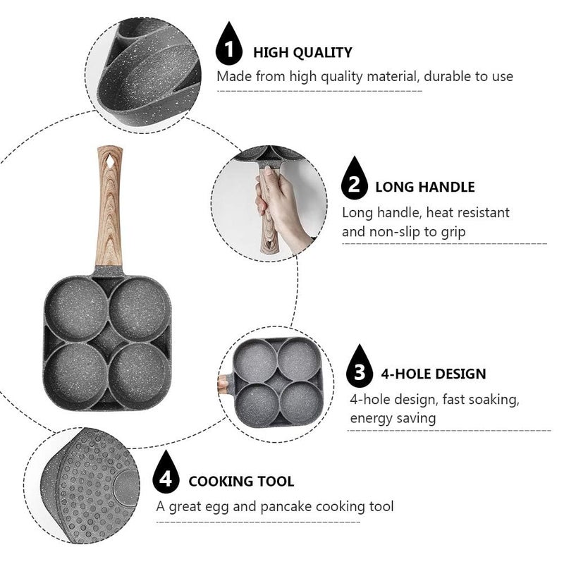 HRDR Delicate 1pc 4- Cup Egg Cooking Prop Non Stick Frying Pan Breakfast Skillet Cooker - Image 3