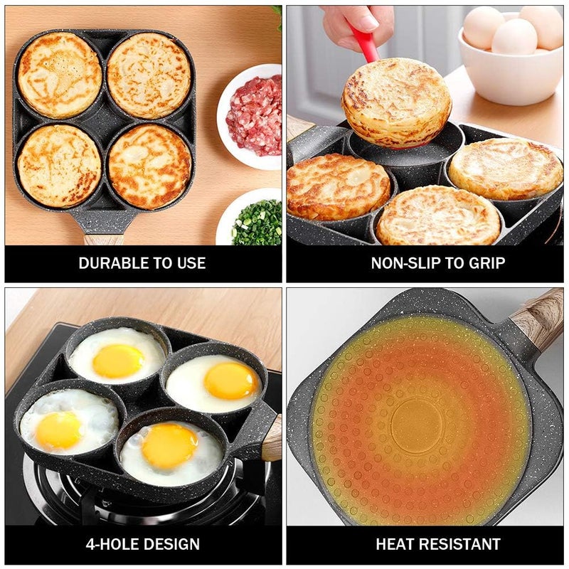 HRDR Delicate 1pc 4- Cup Egg Cooking Prop Non Stick Frying Pan Breakfast Skillet Cooker - Image 2