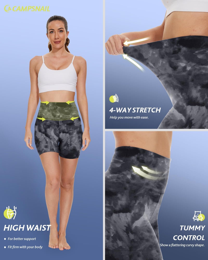 CAMPSNAIL Biker Shorts Women with Pockets - 3"/5"/8" High Waisted Workout Spandex Tummy Control Gym Running Yoga Shorts - Image 5