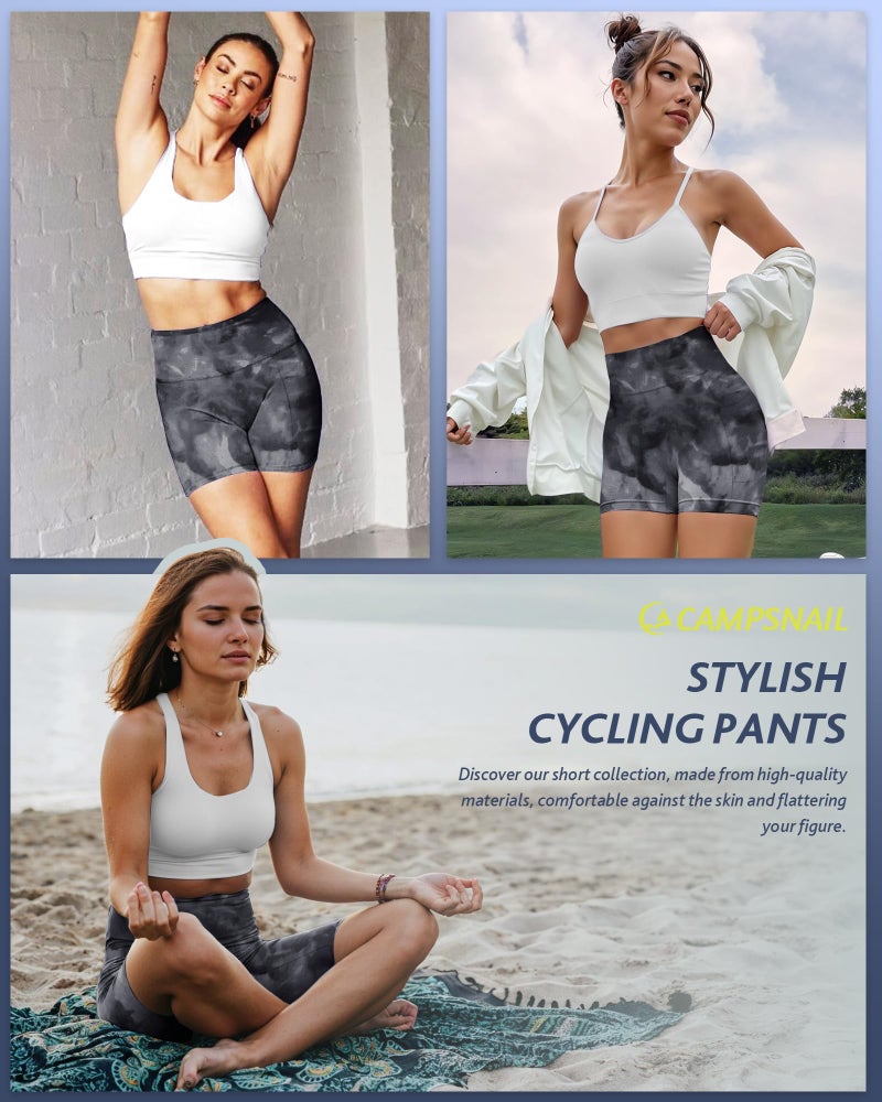 CAMPSNAIL Biker Shorts Women with Pockets - 3"/5"/8" High Waisted Workout Spandex Tummy Control Gym Running Yoga Shorts - Image 2