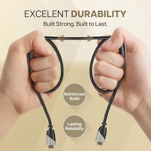 GEONIX 5 Meter Hi-Speed 4K@60Hz HDMI to HDMI Cable, Compatible with Smart HDTV, Laptop, Monitor, Projector, Gaming Console, supports upto 32 Audio Channels (Black) - Image 2