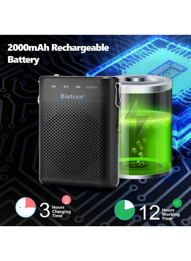 Bietrun Voice Amplifier for Teachers with Bluetooth, Portable Rechargeable Wireless Voice Amplifier with Headset Microphone Portable Megaphone Speaker for Teaching, Coach, Instructor, Tour Guide - Image 2