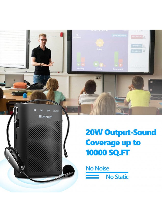 Bietrun Voice Amplifier for Teachers with Bluetooth, Portable Rechargeable Wireless Voice Amplifier with Headset Microphone Portable Megaphone Speaker for Teaching, Coach, Instructor, Tour Guide - Image 1
