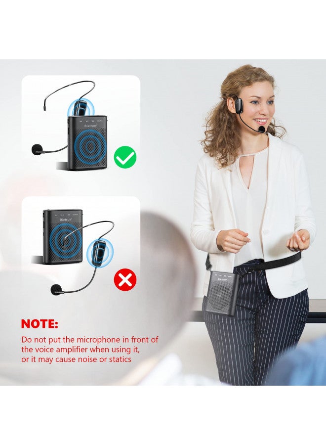 Bietrun Voice Amplifier for Teachers with Bluetooth, Portable Rechargeable Wireless Voice Amplifier with Headset Microphone Portable Megaphone Speaker for Teaching, Coach, Instructor, Tour Guide - Image 4