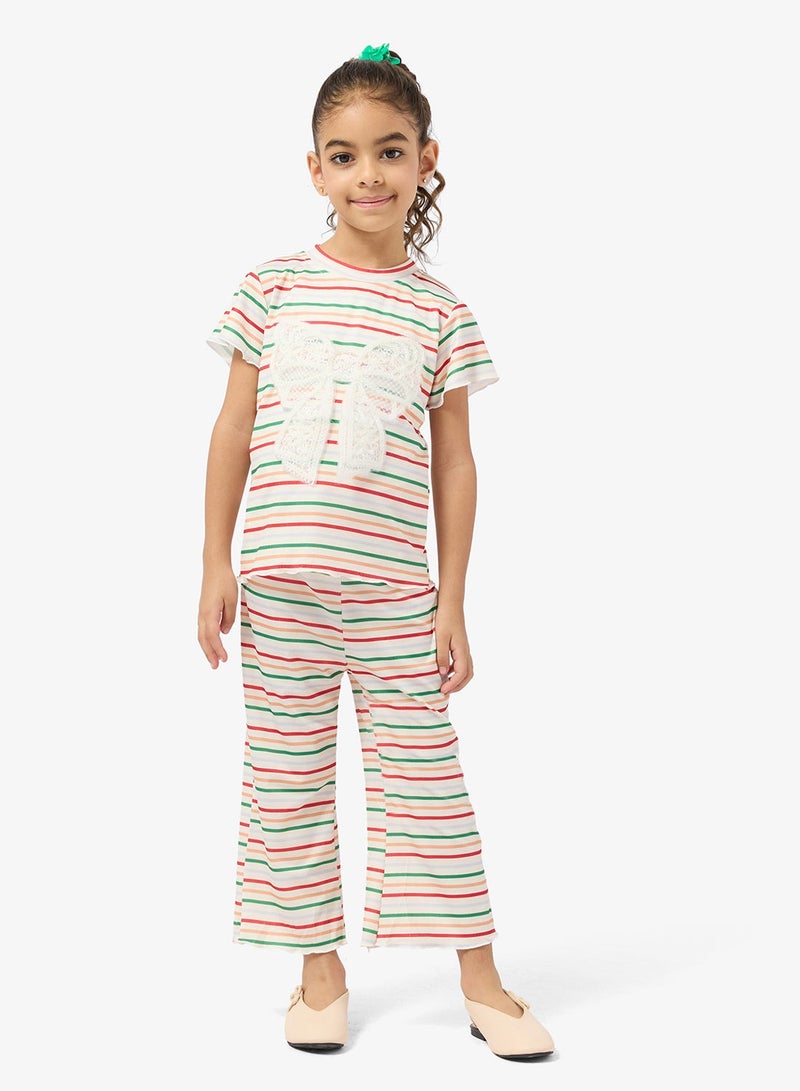 Pinata Butterfly Stripe Tshirt and Pants Set - Image 1