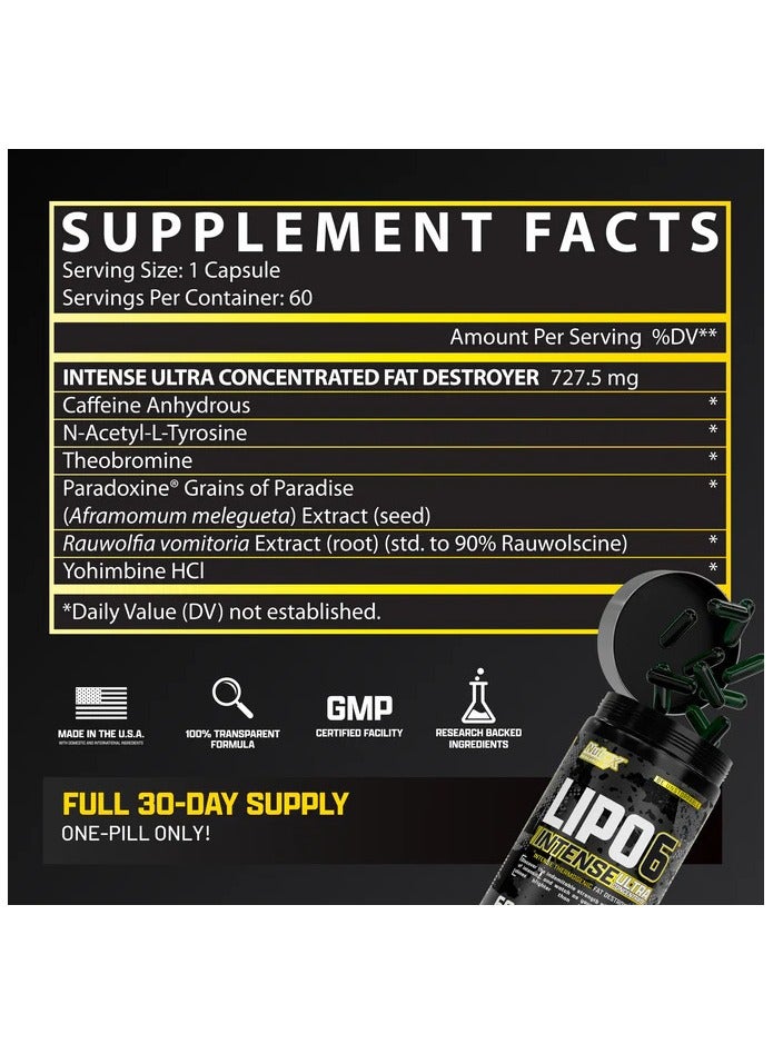 Nutrex Research Nutrex, Lipo 6 Intense, Thermogenics Fat Burner, 60 Caps, 60 Servings  - Image 4