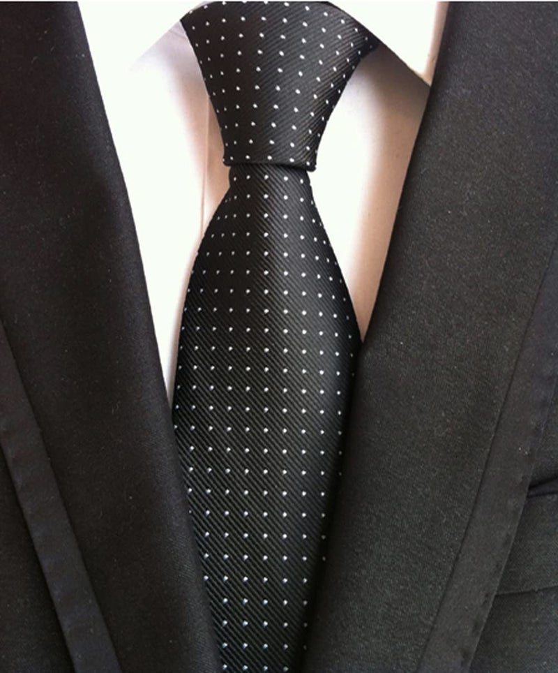 Ctskyte Men's Black Navy Blue Patterned Silk Ties Classic Ribbed Designer Luxury Necktie - Image 2