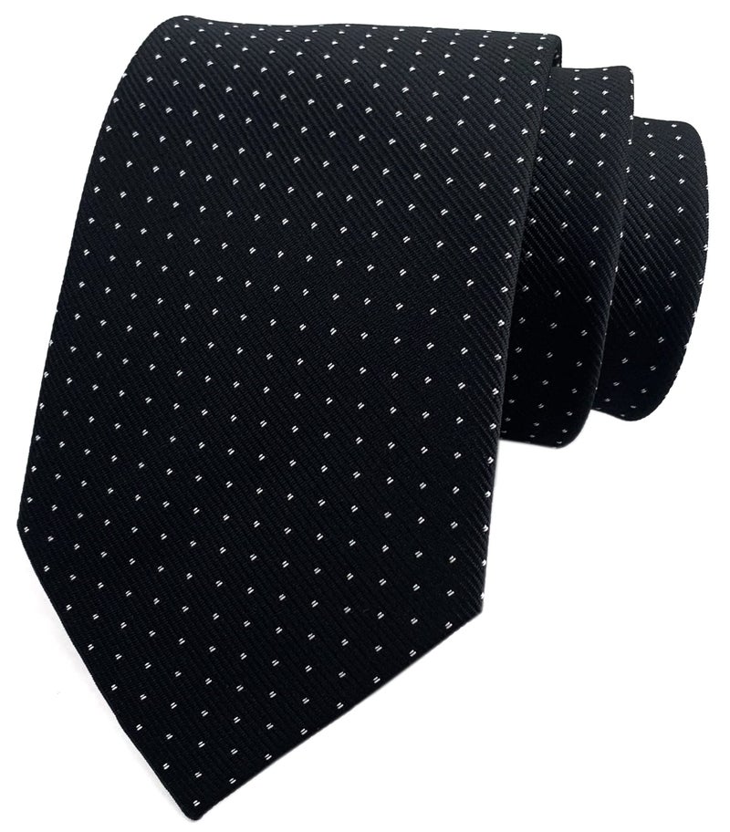Ctskyte Men's Black Navy Blue Patterned Silk Ties Classic Ribbed Designer Luxury Necktie - Image 4