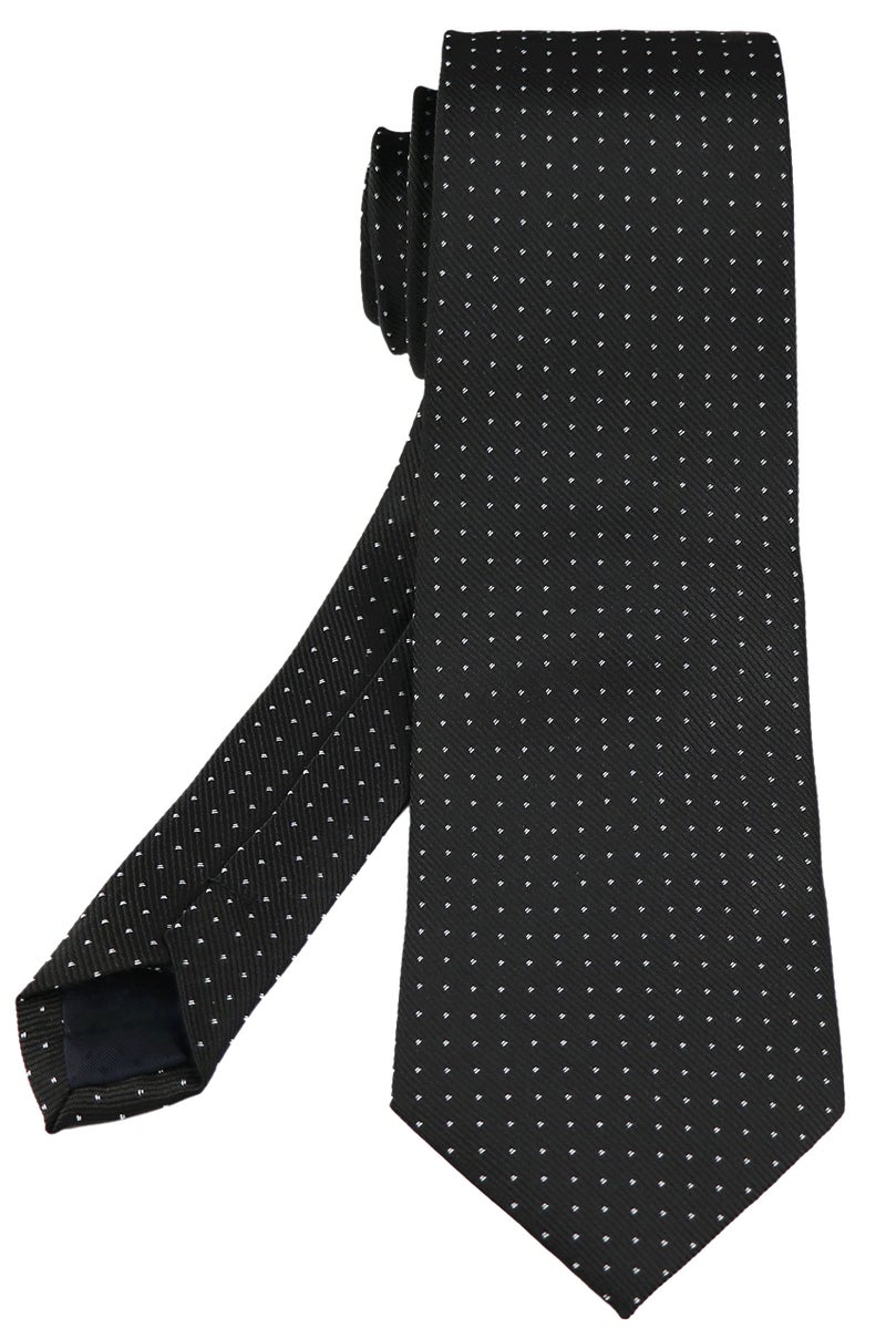 Ctskyte Men's Black Navy Blue Patterned Silk Ties Classic Ribbed Designer Luxury Necktie - Image 3