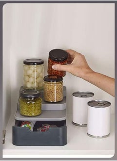 Toshionics Compact 3 Tier Shelf Organizer Cupboard Store Plastic Spice Rack Waterproof Non-Skid and Non-Slip Holder Bottle Rack to Use in Kitchen Pantry Office Room Vanity Bathroom Cabinet Countertop with Drawer  - Image 2