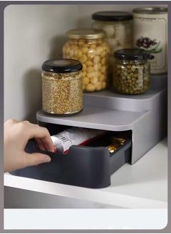 Toshionics Compact 3 Tier Shelf Organizer Cupboard Store Plastic Spice Rack Waterproof Non-Skid and Non-Slip Holder Bottle Rack to Use in Kitchen Pantry Office Room Vanity Bathroom Cabinet Countertop with Drawer  - Image 5