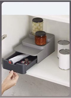 Toshionics Compact 3 Tier Shelf Organizer Cupboard Store Plastic Spice Rack Waterproof Non-Skid and Non-Slip Holder Bottle Rack to Use in Kitchen Pantry Office Room Vanity Bathroom Cabinet Countertop with Drawer  - Image 4