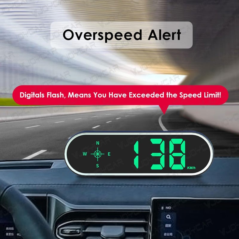 VJOYCAR 2023 عداد السرعة الجديد HUD GPS عداد السرعة الرقمي MPH عرض أمامي للسيارات والشاحنات، كابل USB للتوصيل والتشغيل (G60-ملون) - Image 4