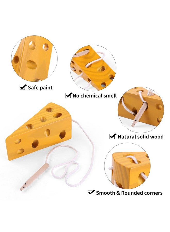 Sealive Early Development Toys Wooden Lacing Toys, Montessori Activity Caterpillars Eat Apple And Kids Cheese Toys, Children Learning Educational Wood Block Puzzles Toy For Toddlers Boys Girls  - Image 3