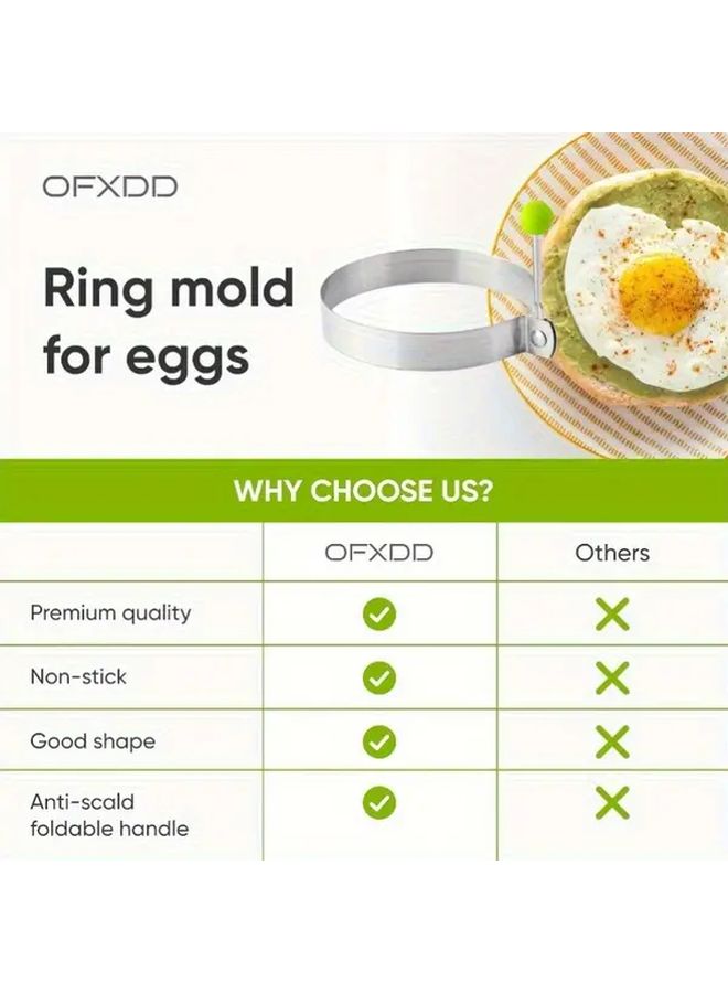 10 Piece Stainless Steel Egg Rings With Anti Scald Handles For Breakfast McMuffin Mold - Image 5