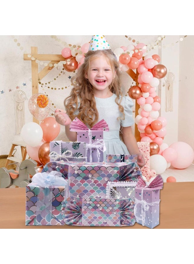 مجموعة من 3 لفات من ورق تغليف الهدايا تتضمن ملصقات هدايا لحفلات أعياد الميلاد وحفلات الزفاف والتخرج والعيد للأولاد والبنات والأطفال والرضع والرجال والنساء 43 سم × 300 سم لكل ورقة - Image 5