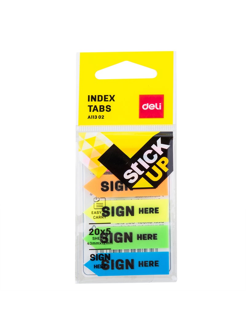 Deli Sticky Notes Tabs 100 Sheets (43 x 12 mm) , Useful and Practical for Taking Notes, Reading Books, Searching Information , Classifying Files , 5 Colors